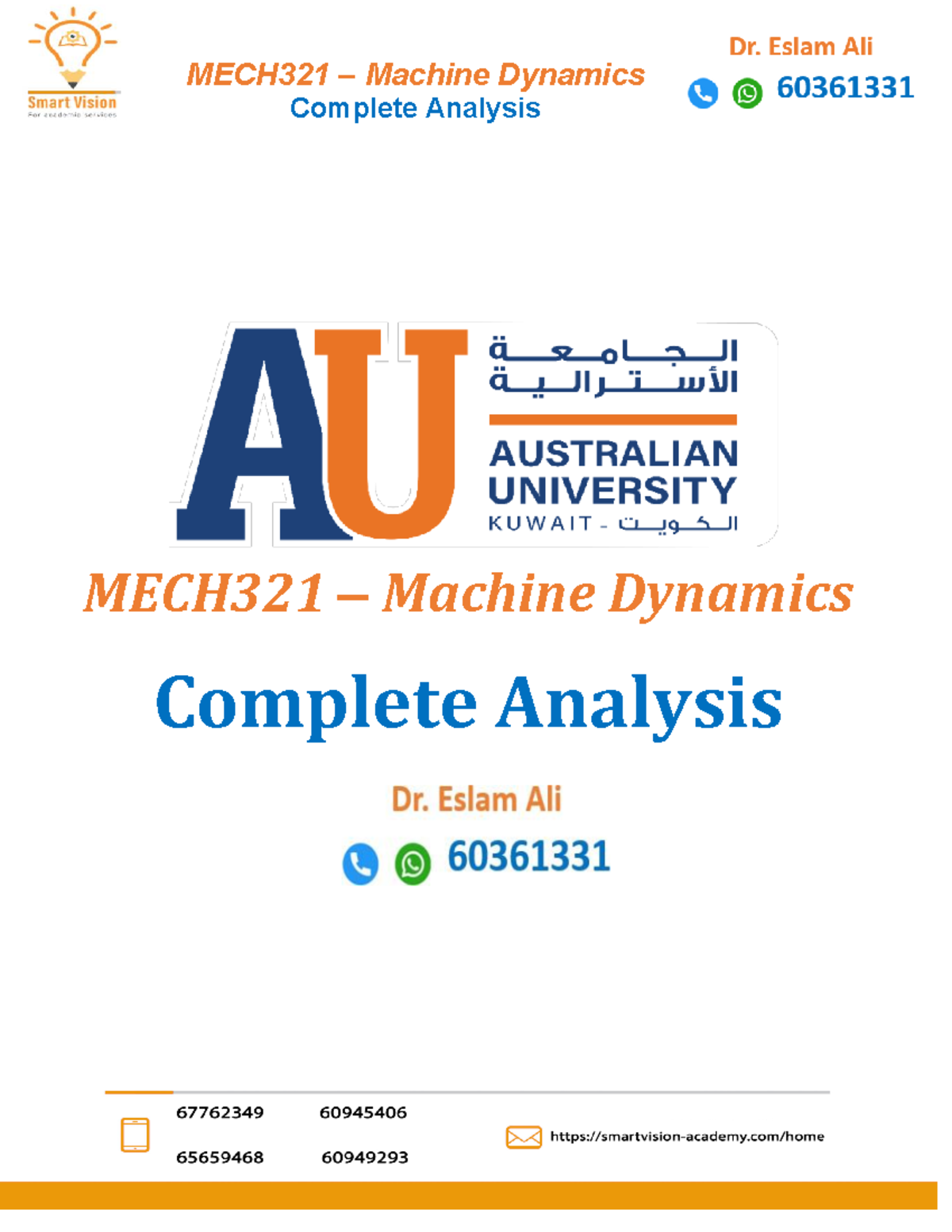 MECH321 Machine Dynamics: Comprehensive Analysis Guide - Studocu