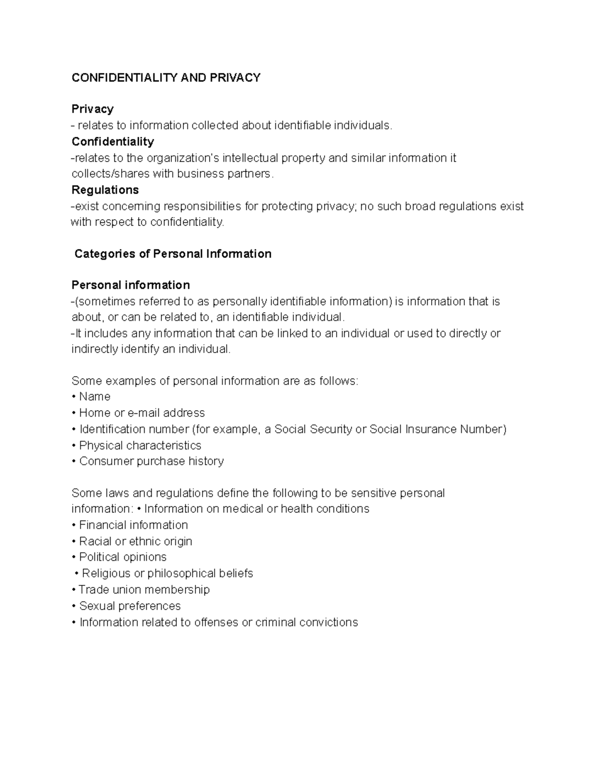 Accounting Information System: Confidentiality & Privacy Notes - Studocu