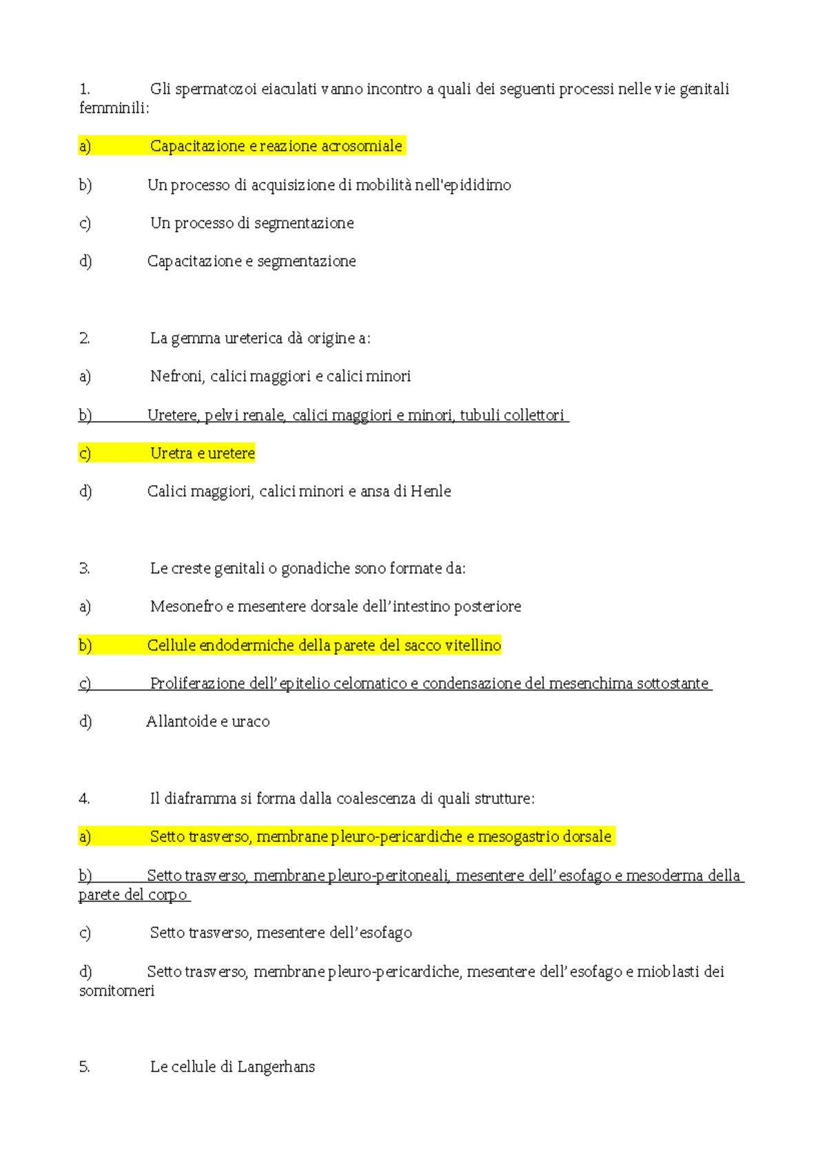 Verifica di Istologia ed Embriologia - Domande e Risposte - Studocu