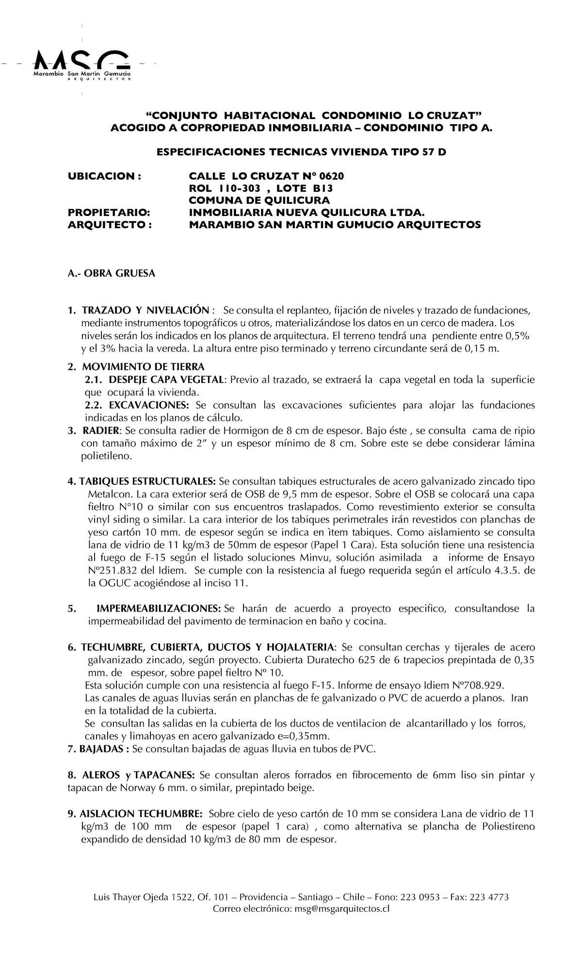 EETT. VIV 57D v2: Especificaciones Técnicas de Vivienda Tipo 57D - Studocu