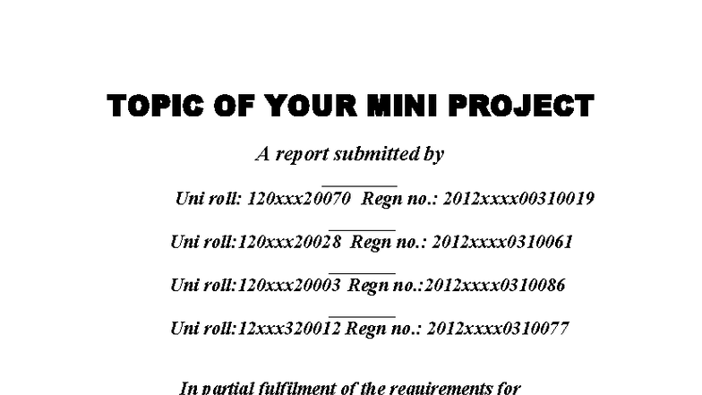 Mini Project Sample Format for B.Tech in ECE - Studocu