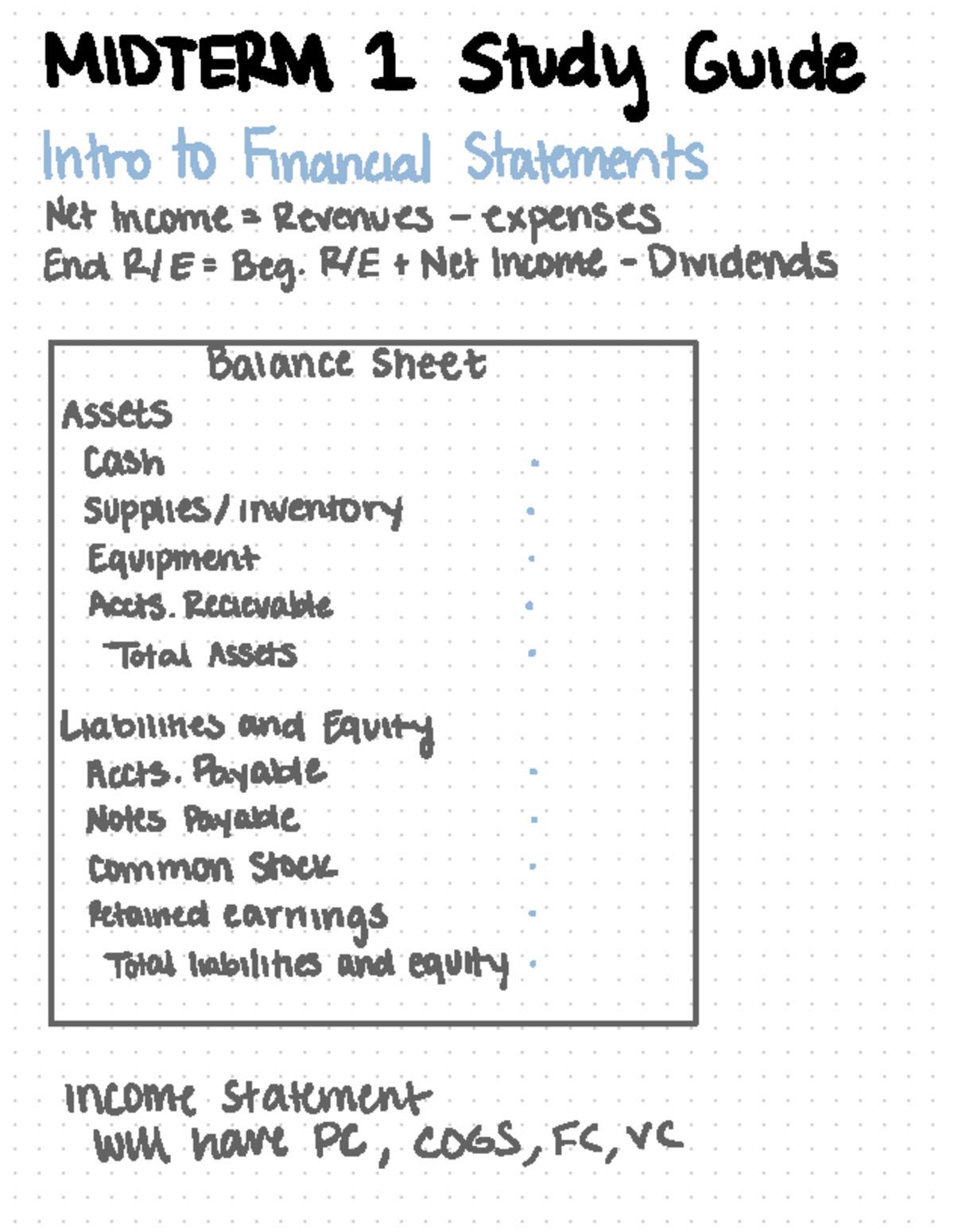 ACC 310 F Midterm 1 Study Guide: Financial Statements Overview - Studocu
