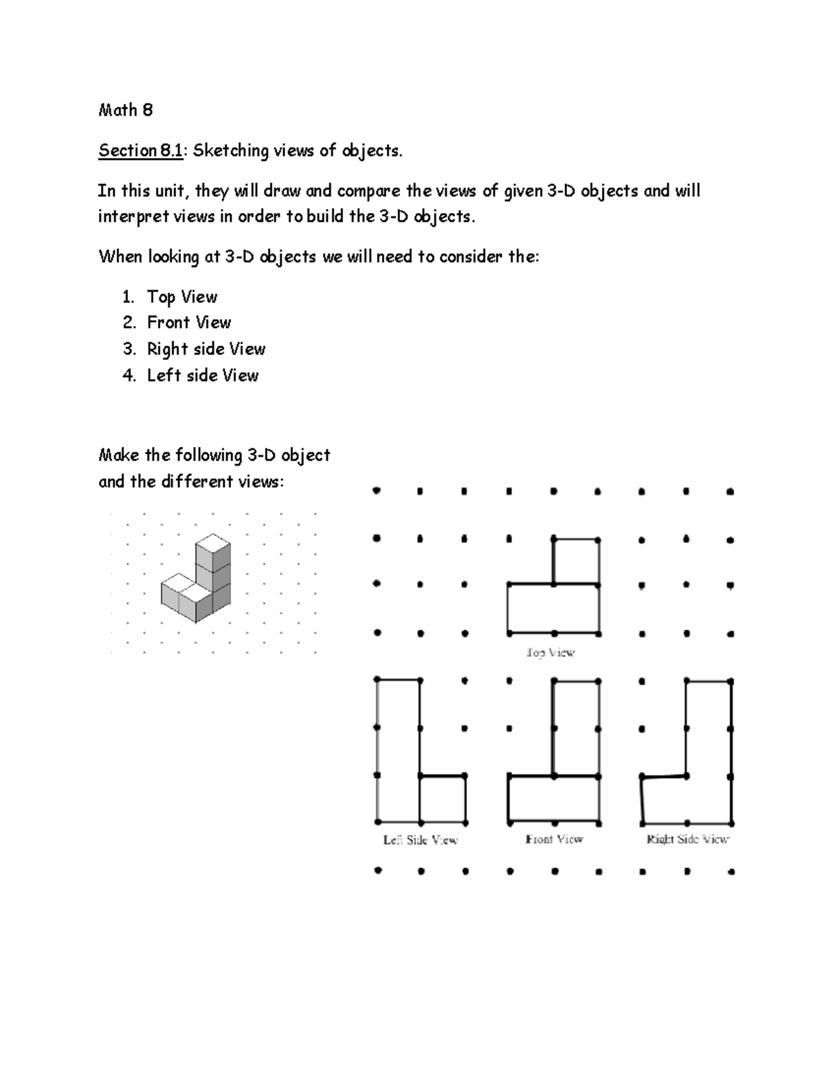 Math 8: Sketching Views of Objects in Section 8.1 - Studocu