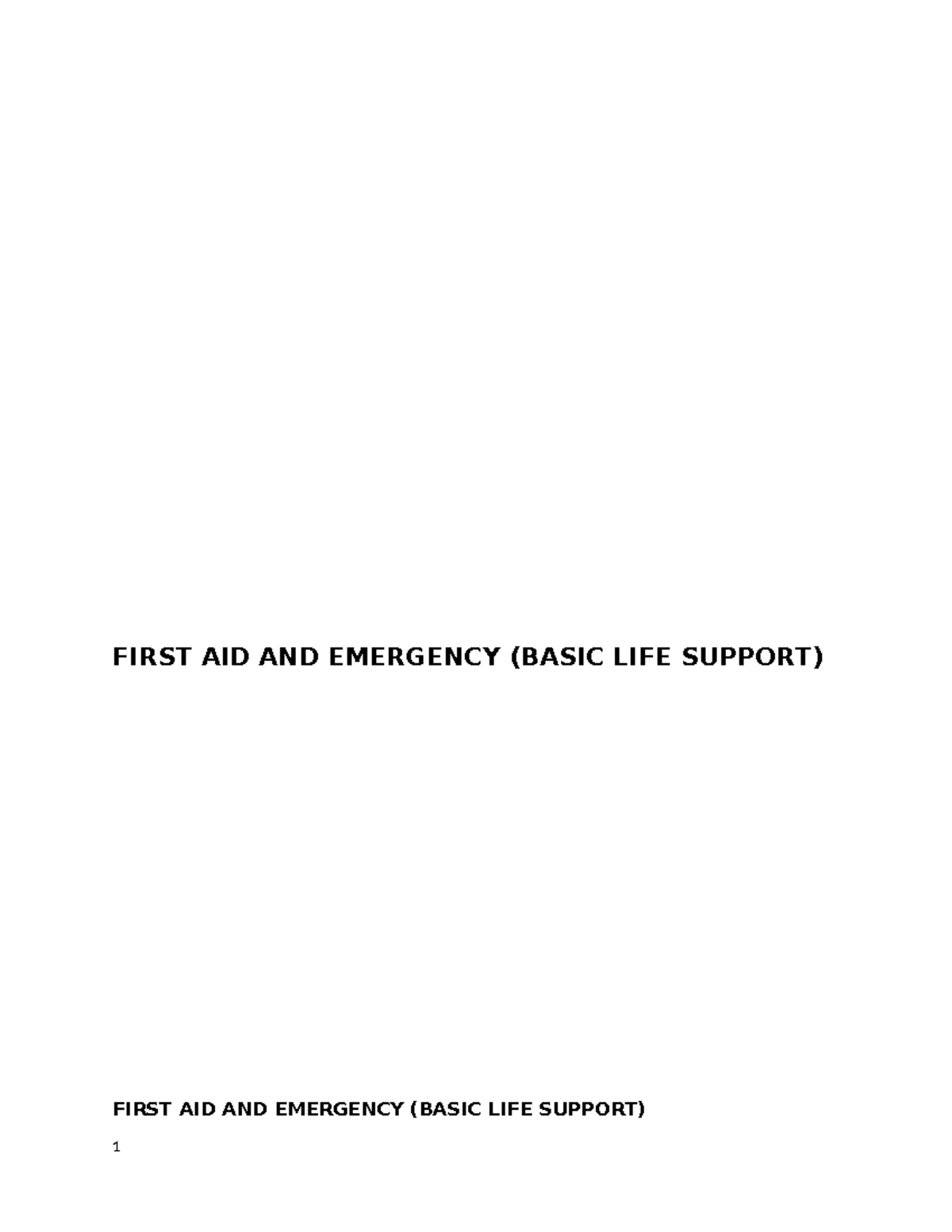 First Aid & Emergency (BLS) Lecture Notes: Key Concepts & Techniques ...