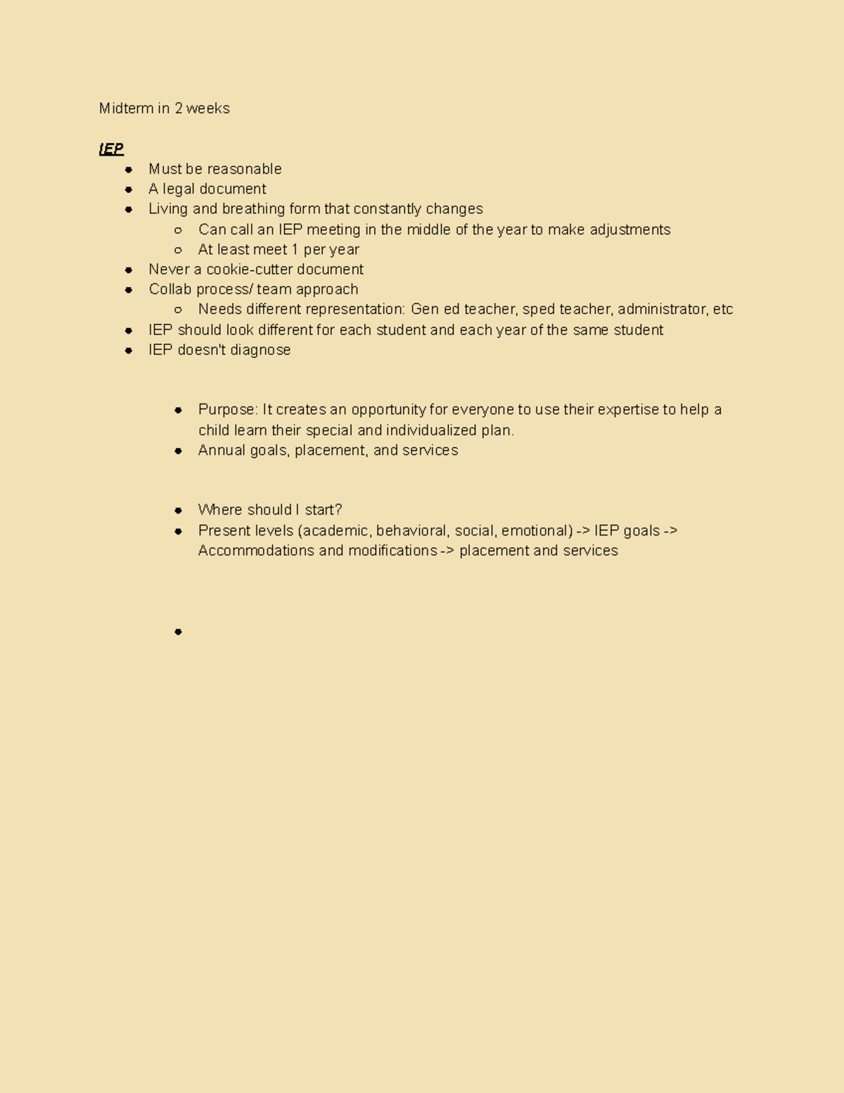 SPED LAW Week 5 - Class Notes on IEP Development and Adjustments - Studocu