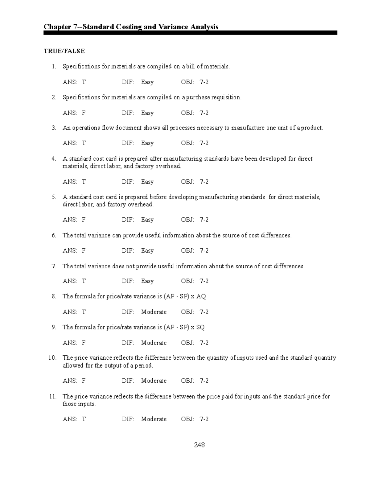 Chapter 7 - Standard Costing & Variance Analysis Review Notes - Studocu