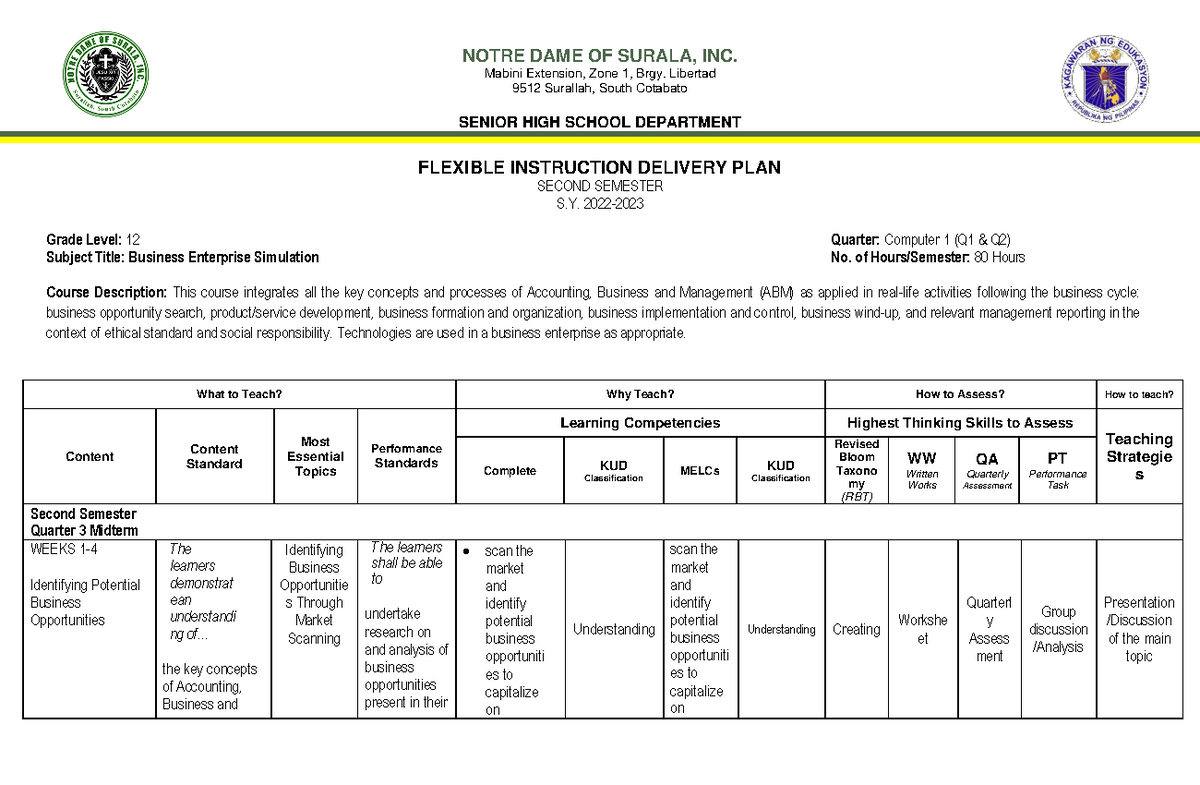 FIDP BES - Flexible Instruction Delivery Plan for Business Simulation ...