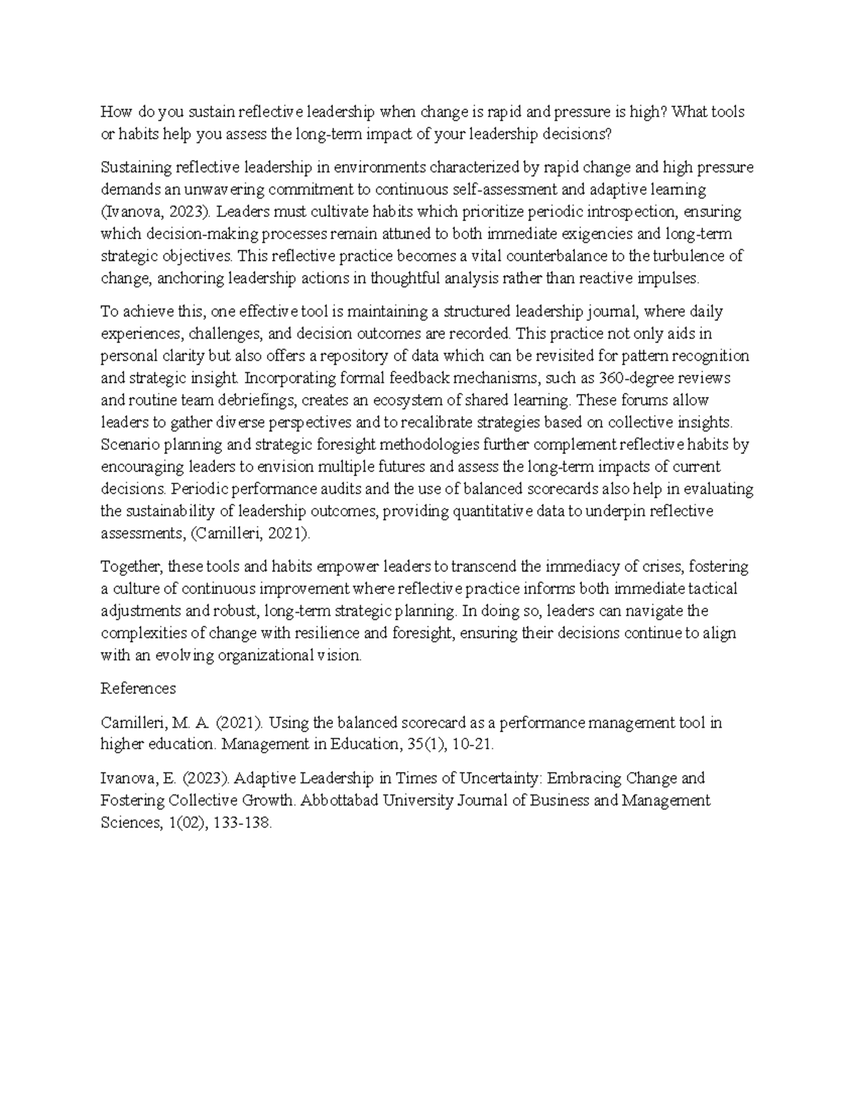 Sustaining Reflective Leadership Amid Rapid Change and High Pressure ...