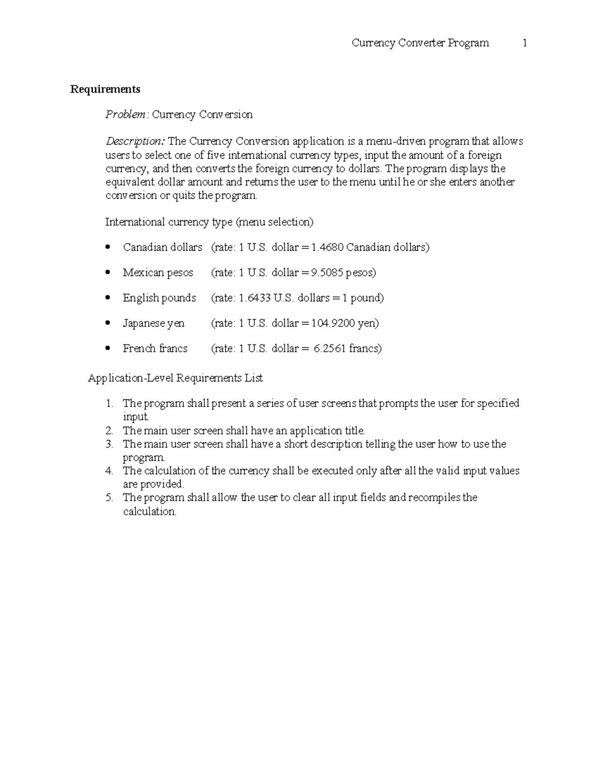 37442376-Currency Conversion Application Requirements Document - Studocu