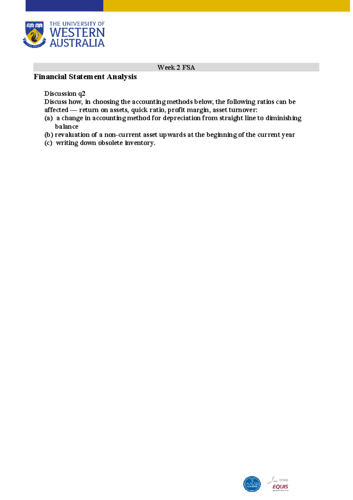 Week 2 tutorial qsn - FSA - ACCT2112 - Week 2 FSA Financial Statement ...