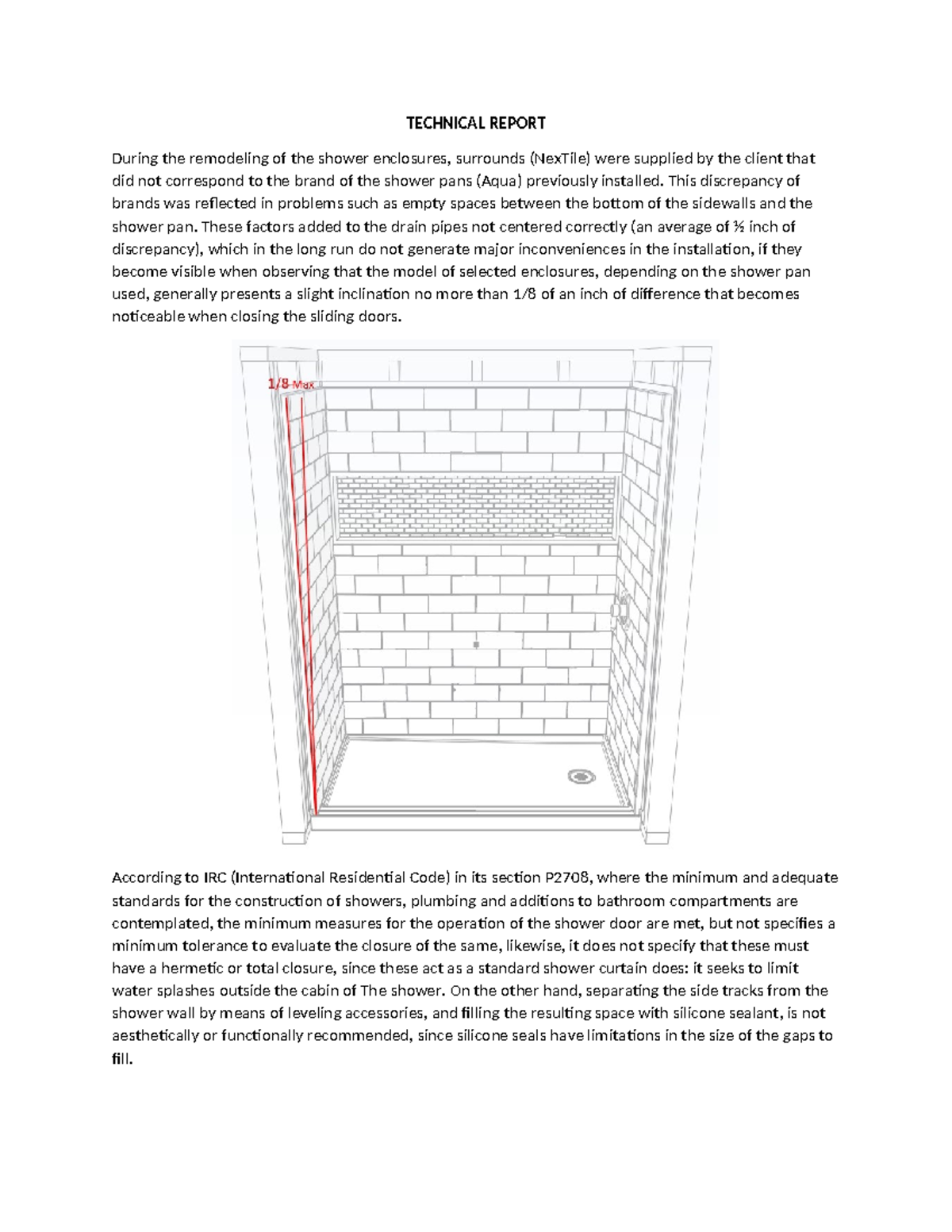 Technical report shower doors - TECHNICAL REPORT During the remodeling ...