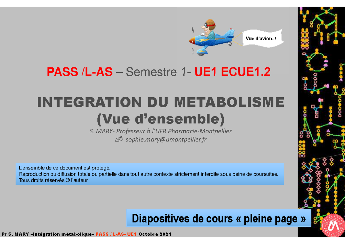MARY Integration Metabolique PASS LAS 2021 - PASS /L-AS – Semestre 1 ...