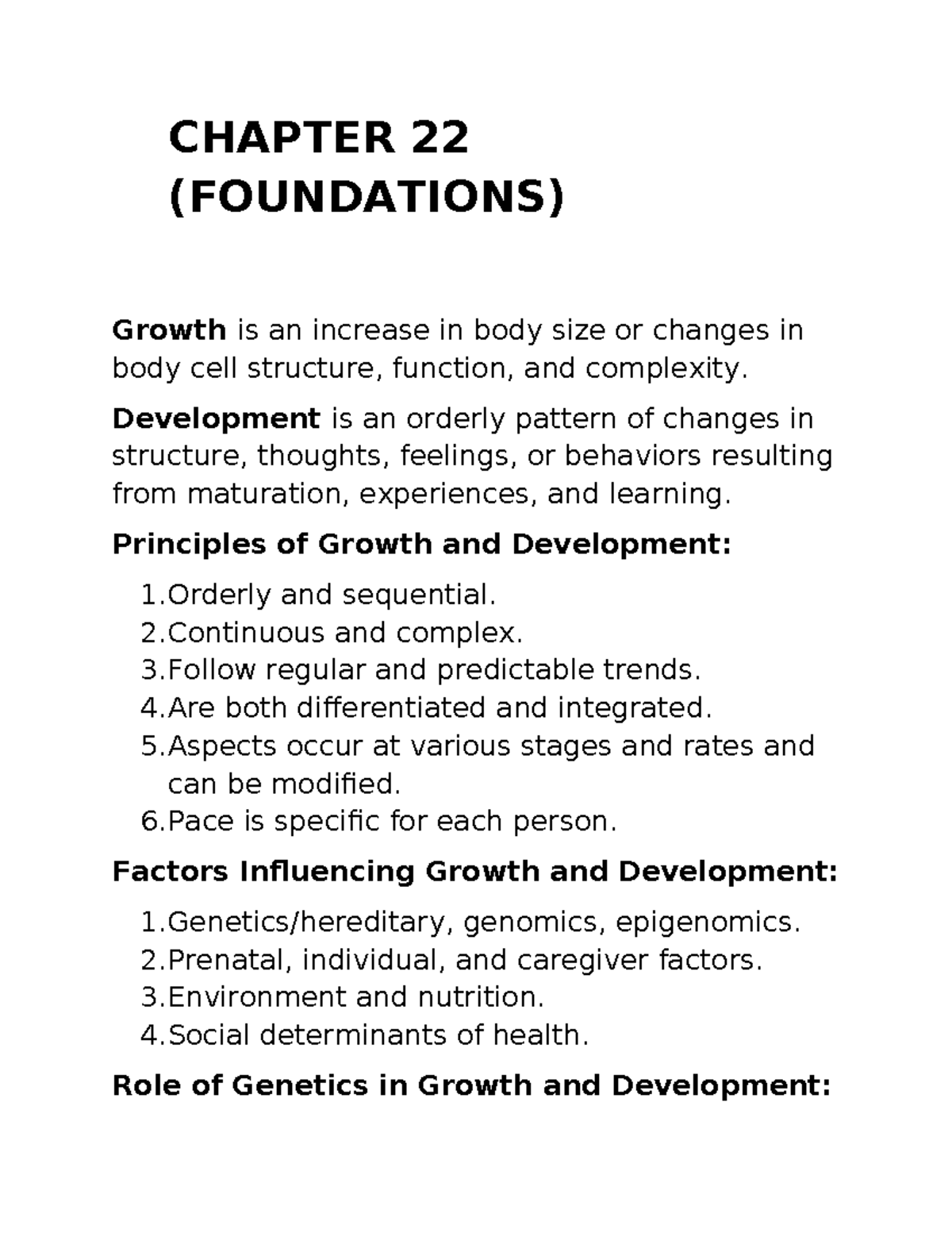 CHAPTER 22 (NURS 101) Principles of Growth and Development Explained ...