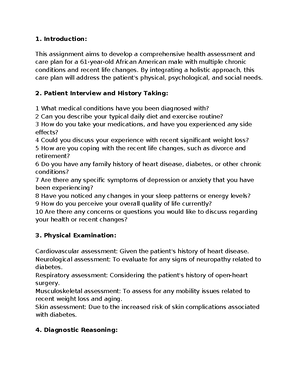 Edith VSIM 2 - Vsims Assignment - vSim Health Assessment Case 9: Edith ...
