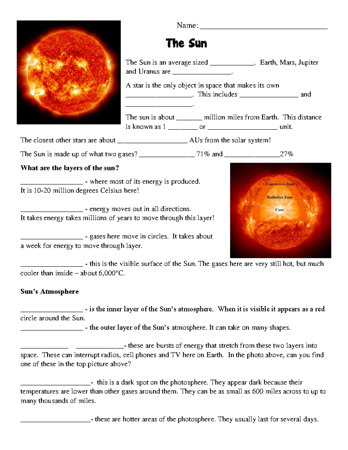 Astronomy Worksheet Packet free Middle School - Name ...