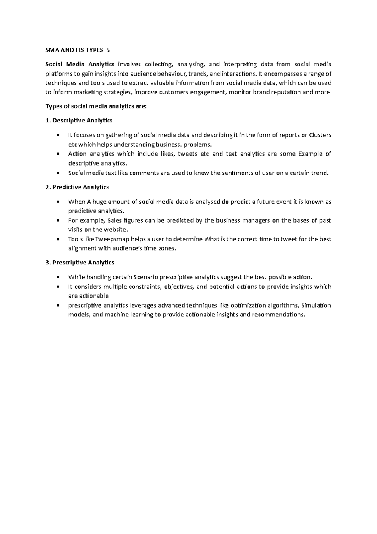 SMA 1-1 - Good notes - SMA AND ITS TYPES 5 Social Media Analytics ...