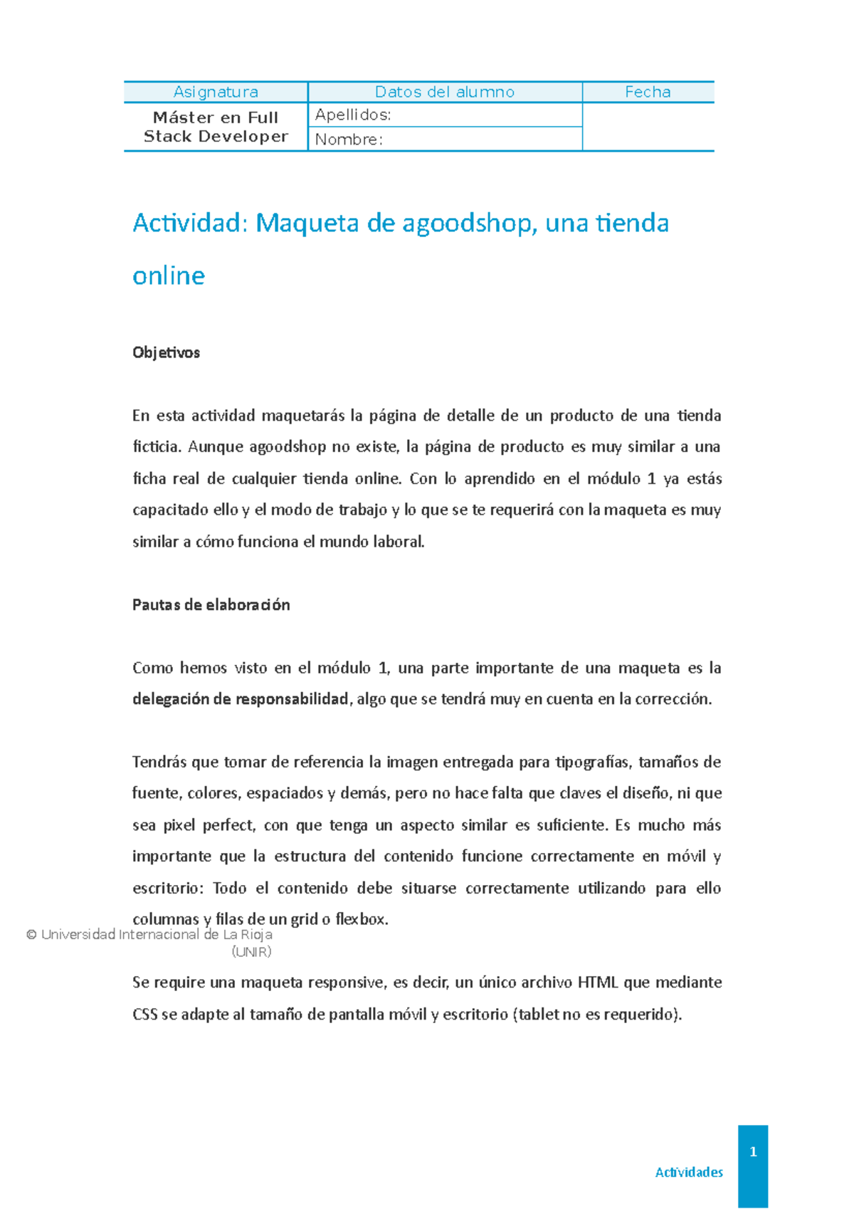Master Full Stack Developer - Práctica 3 - Asignatura Datos del alumno ...