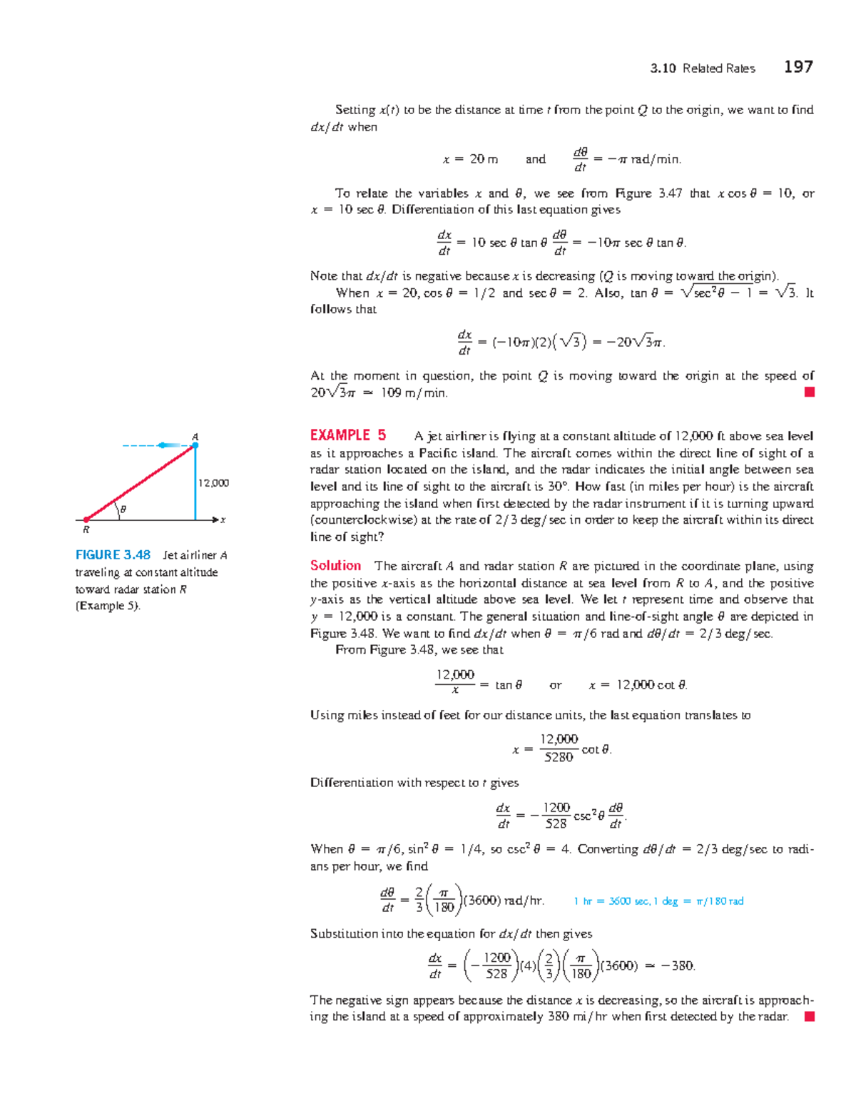 3.10 Related Rates: Jet Airliner Approach Analysis (Thomas Calculus ...
