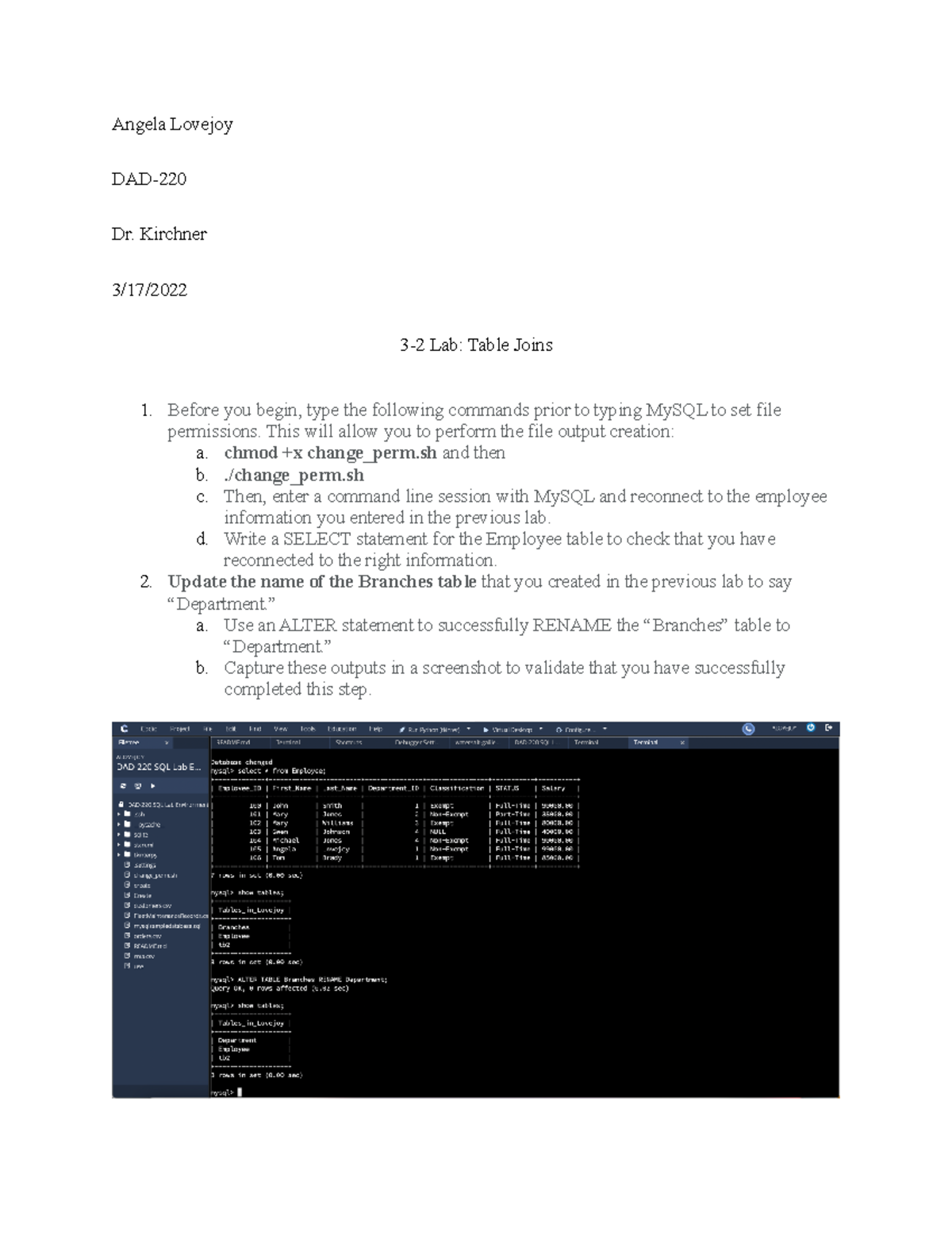 DAD 3.2 Lab: Table Joins with Employee and Department Data - Studocu
