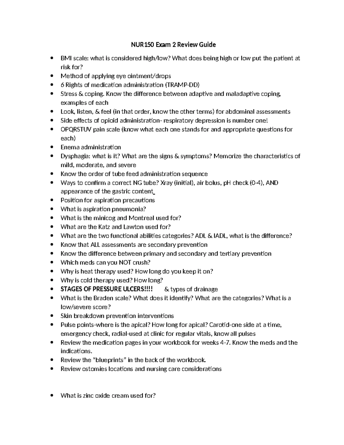 NUR 150 Week 7 PCA - Patient Stress and Coping Assessment Homework ...
