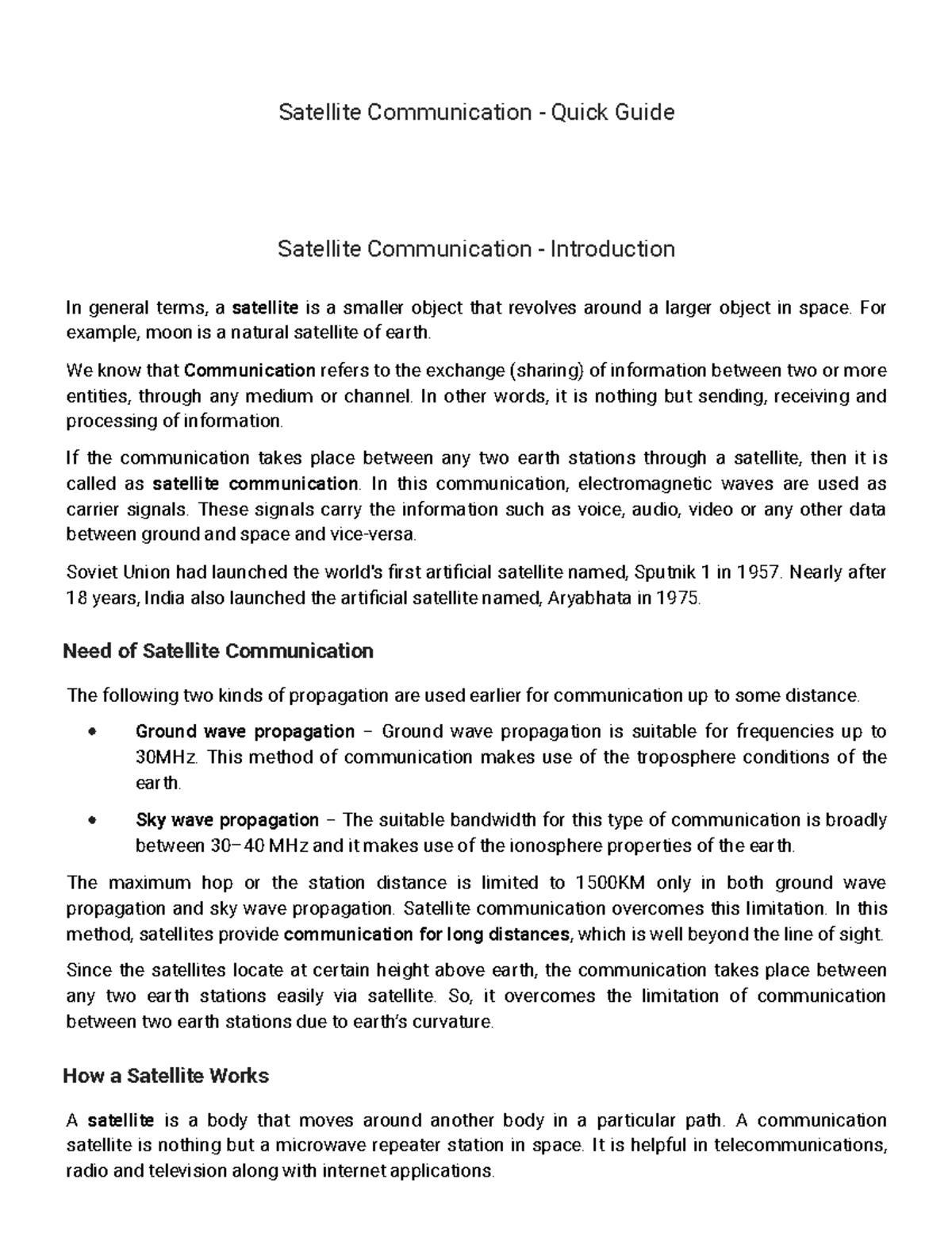 Satellite Communication - Concise Overview and Key Concepts Guide - Studocu