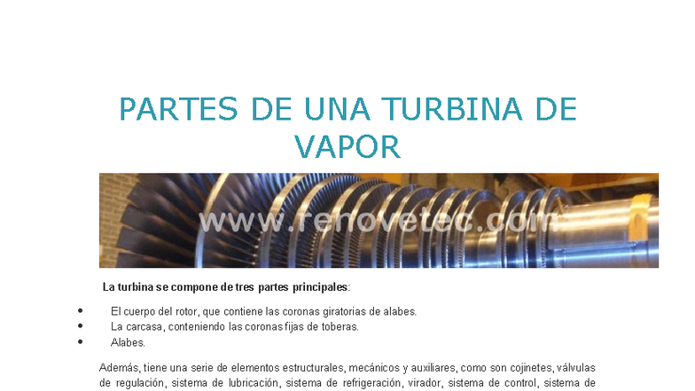 Partes de la Turbina de Vapor: Componentes y Funciones - Studocu