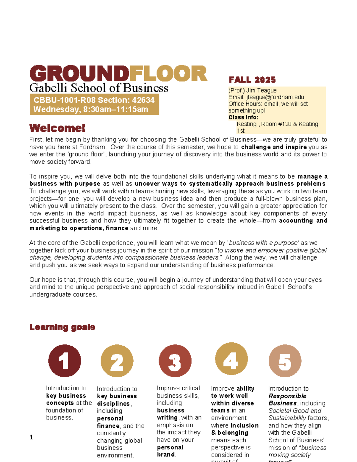 GROUNDFLOOR (CEL) Fall 2025 Course Overview and Expectations - Studocu