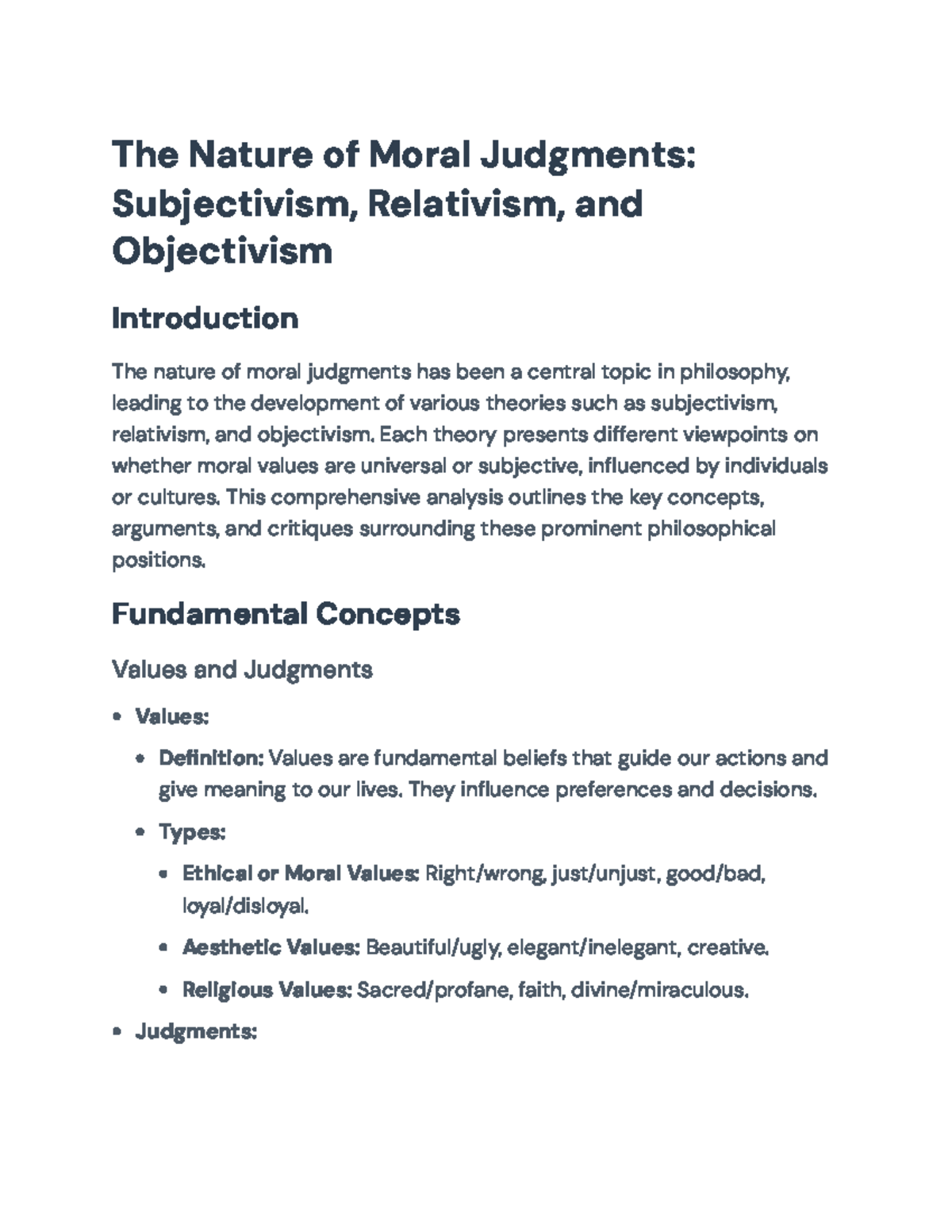 Moral Judgments: A Study of Subjectivism, Relativism, and Objectivism ...