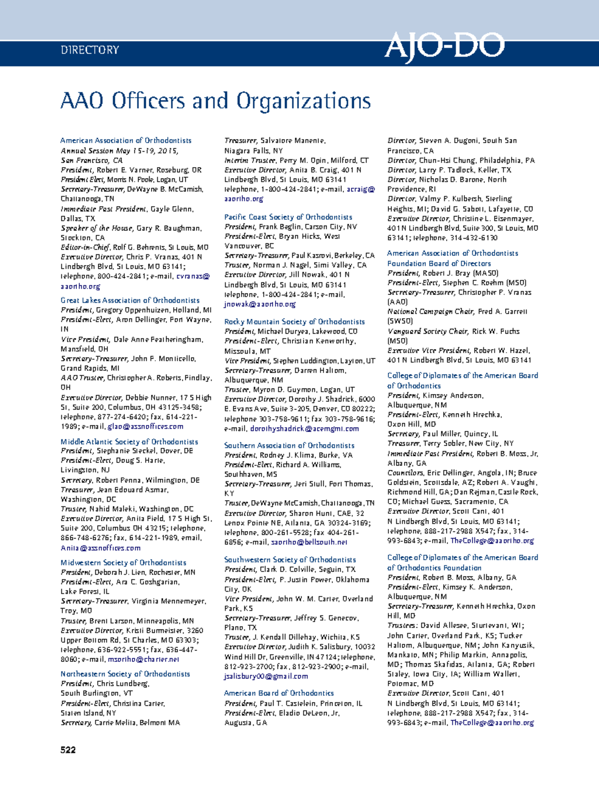 AAO Directory of Officers & Organizations - Annual Session 2015 - Studocu