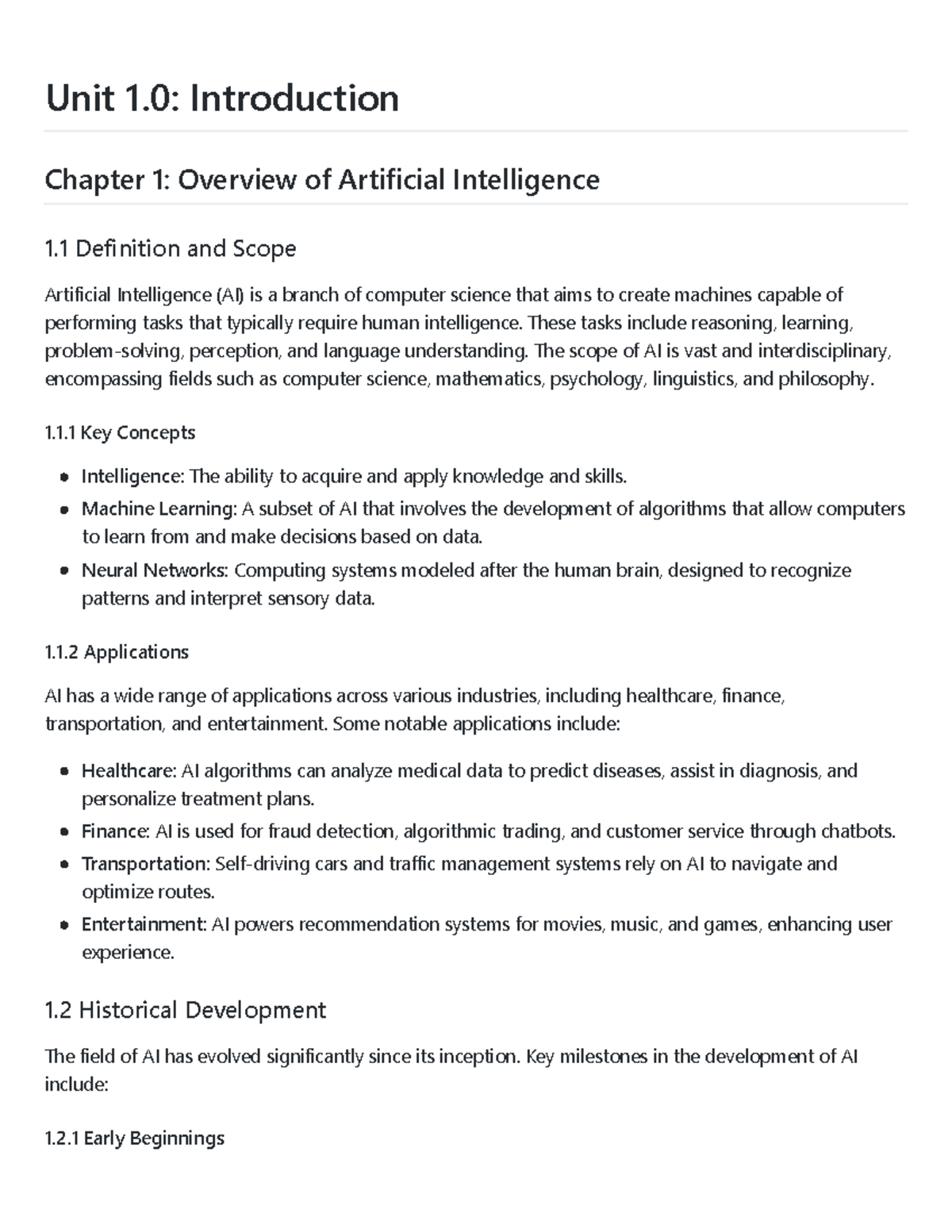 AI 101: Unit 1 & 2 Overview of Artificial Intelligence Concepts - Studocu