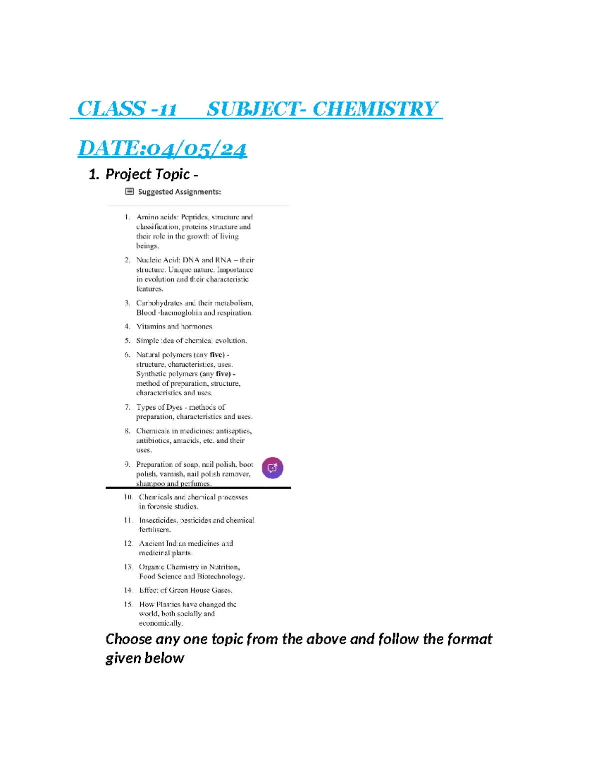 Writing pattern of project for class 11 - English A: Literature HL ...