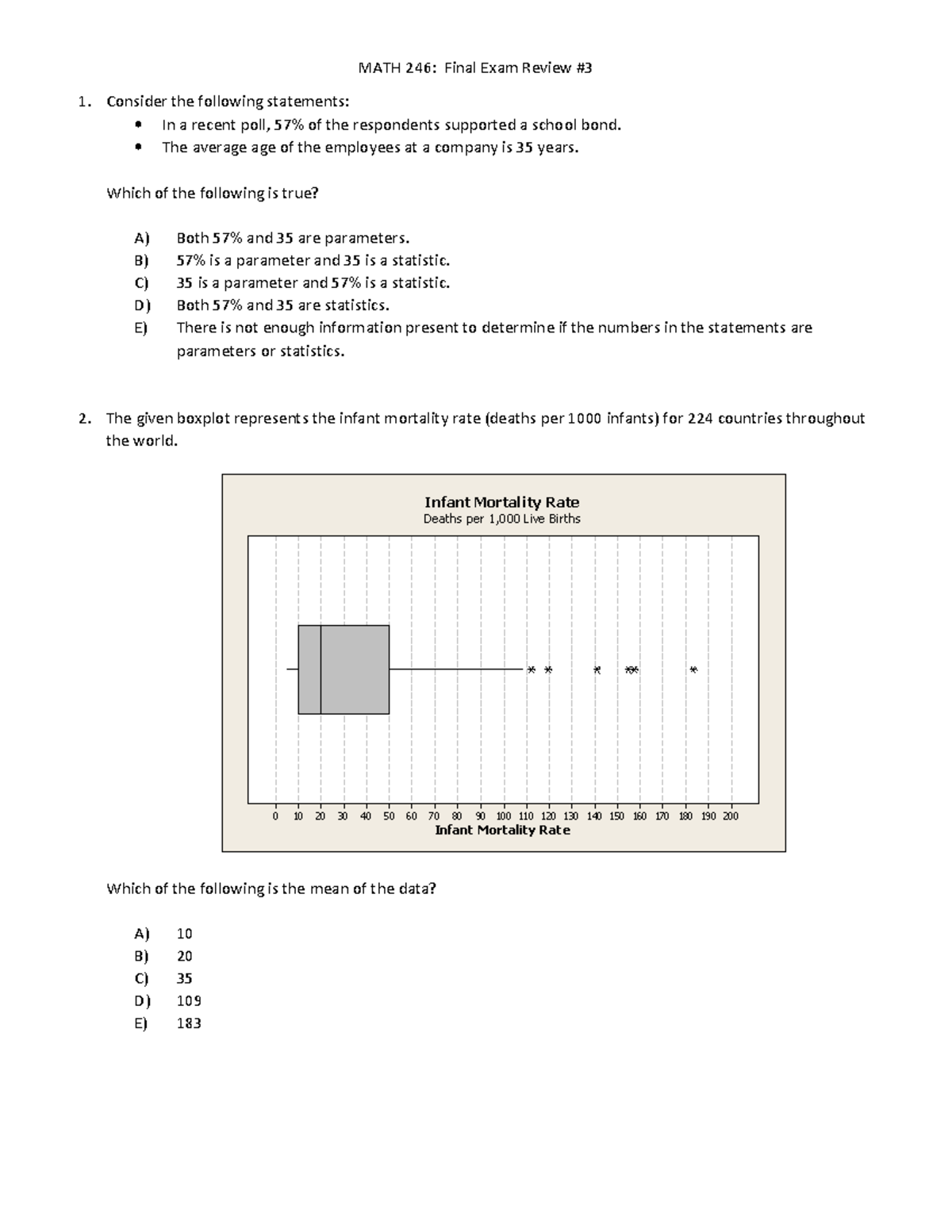 MATH 246: Final Exam Review #3 - Key Concepts and Answer Guide - Studocu