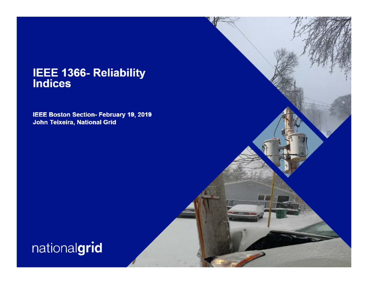 Reliability Indices Overview - IEEE-1366 National Grid Insights - Studocu