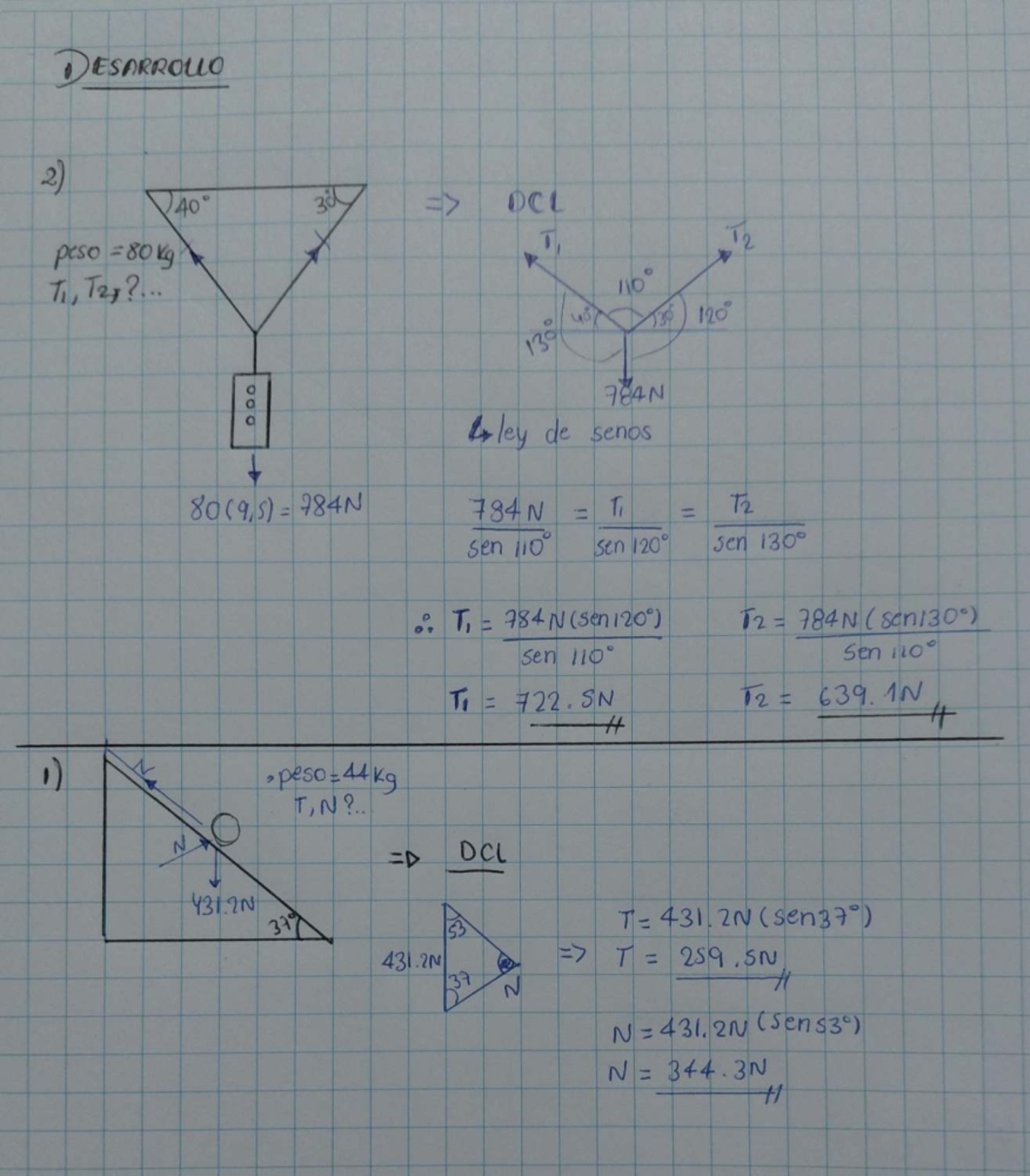 TA Física Arquitectura - Fisica - DESARROLO peso =80 K T,Tay ?... bley ...