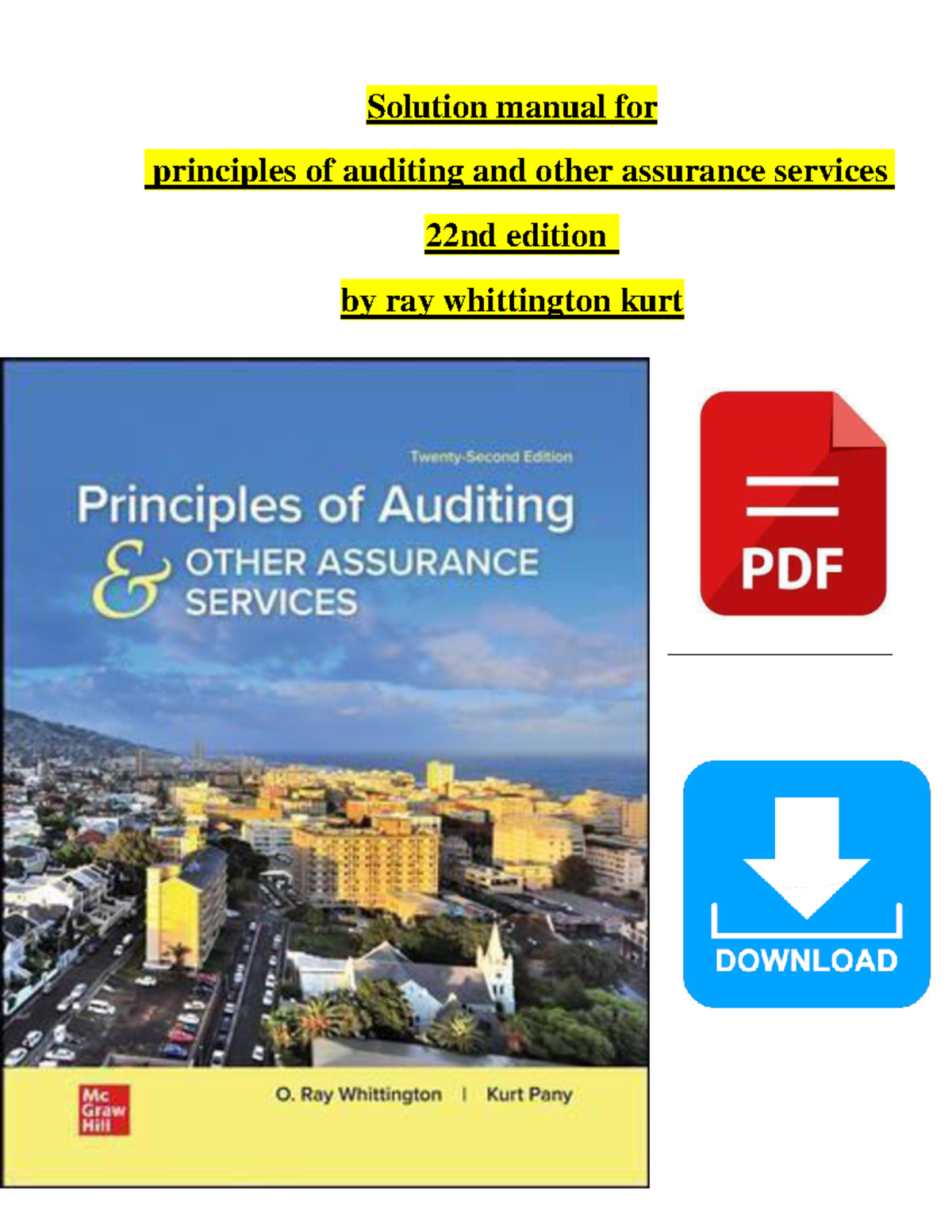 Solution Manual: Auditing Principles & Assurance Services (22nd Ed ...