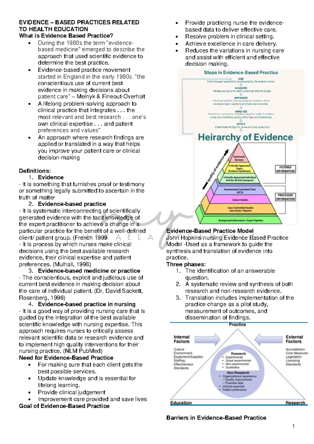 Finals Notes on Evidence-Based Practices in Health Education - Studocu