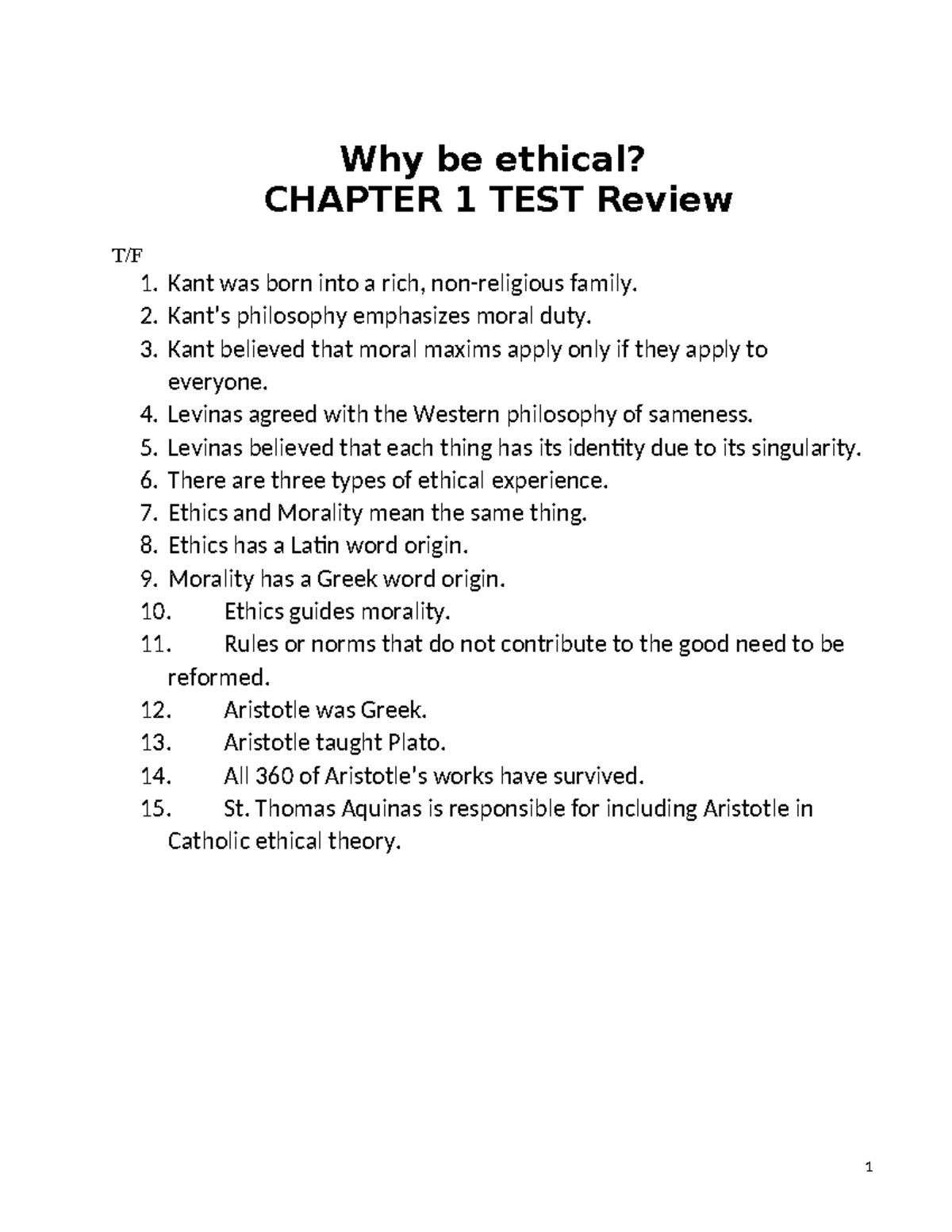 PHIL 101 - Chapter 1 Test Review: Ethics and Morality Insights - Studocu