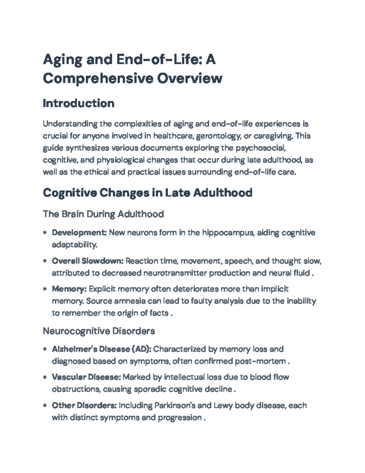 Aging and End-of-Life: A Comprehensive Overview of Health and Care ...