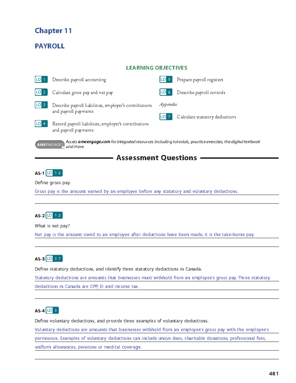 Kap 1 5th workbook te ch 11 - Chapter 11 Payroll assessment Questions ...