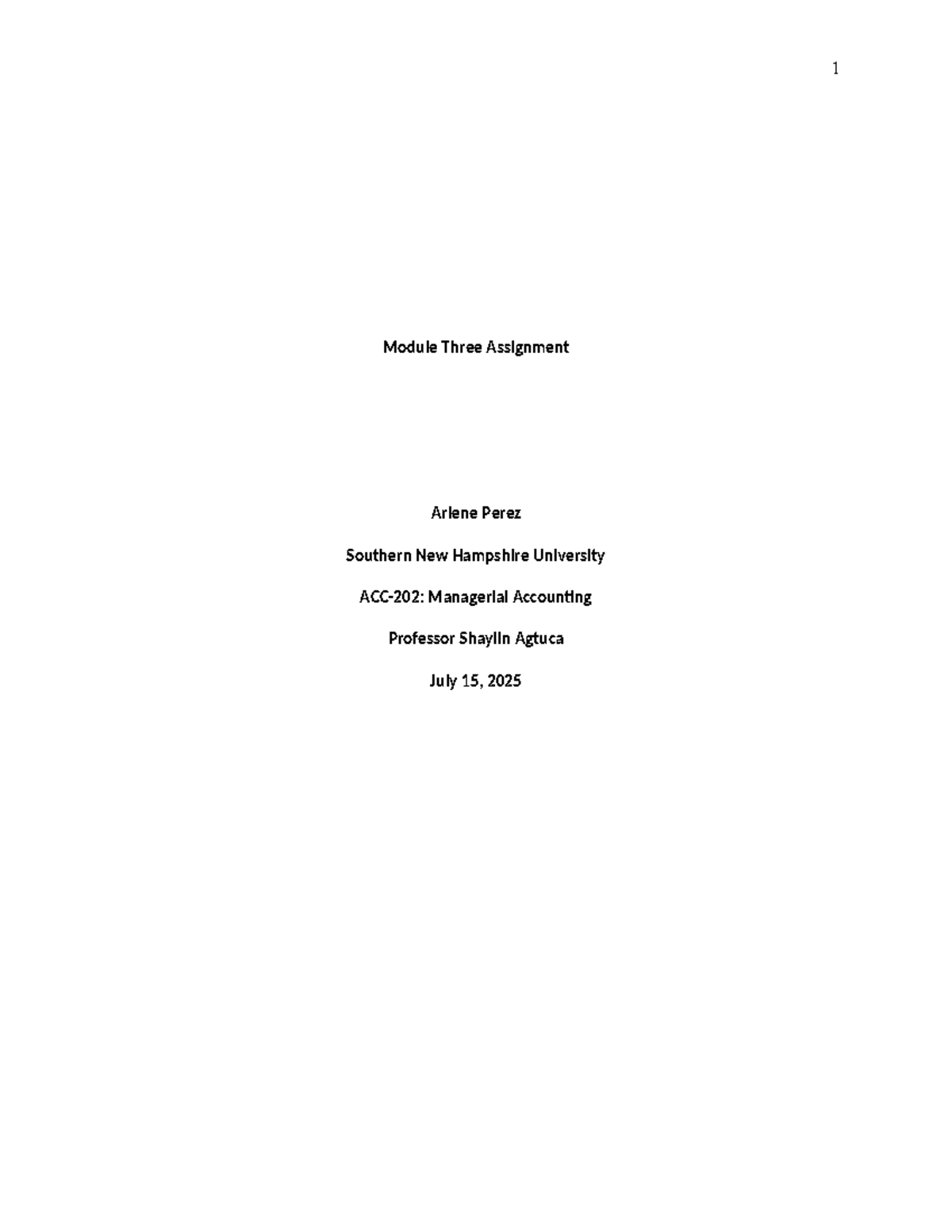 Managerial Accounting (ACC 101) - Module Three Assignment on Apple Inc ...