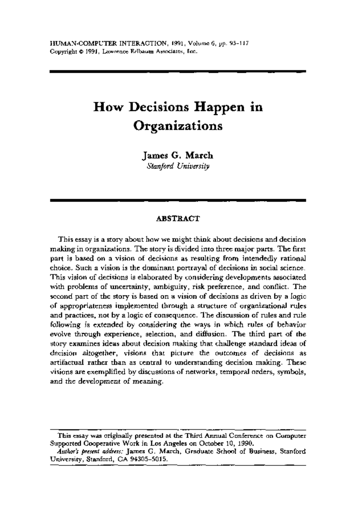 March text Organisationsteori - INTERACTION, 1991, Volume 6, pp ...