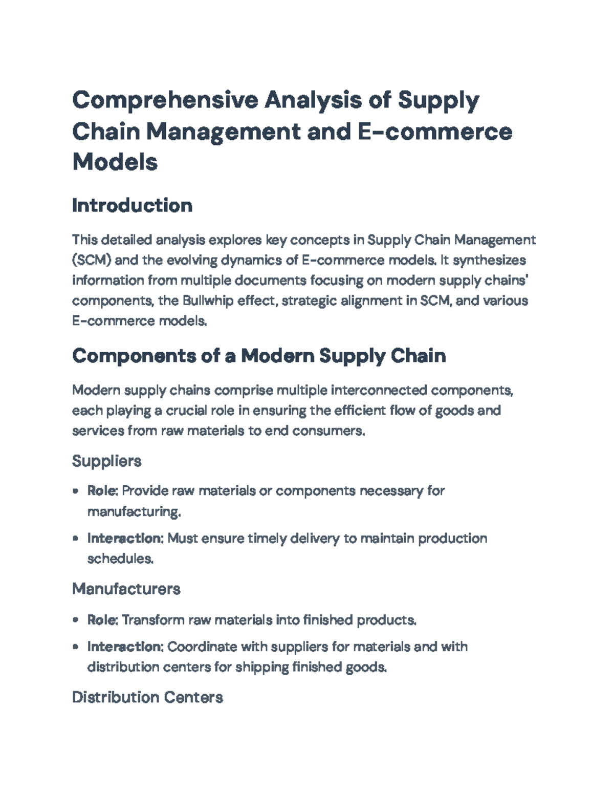 Supply Chain Management and E-commerce Analysis (SCM 101 ...