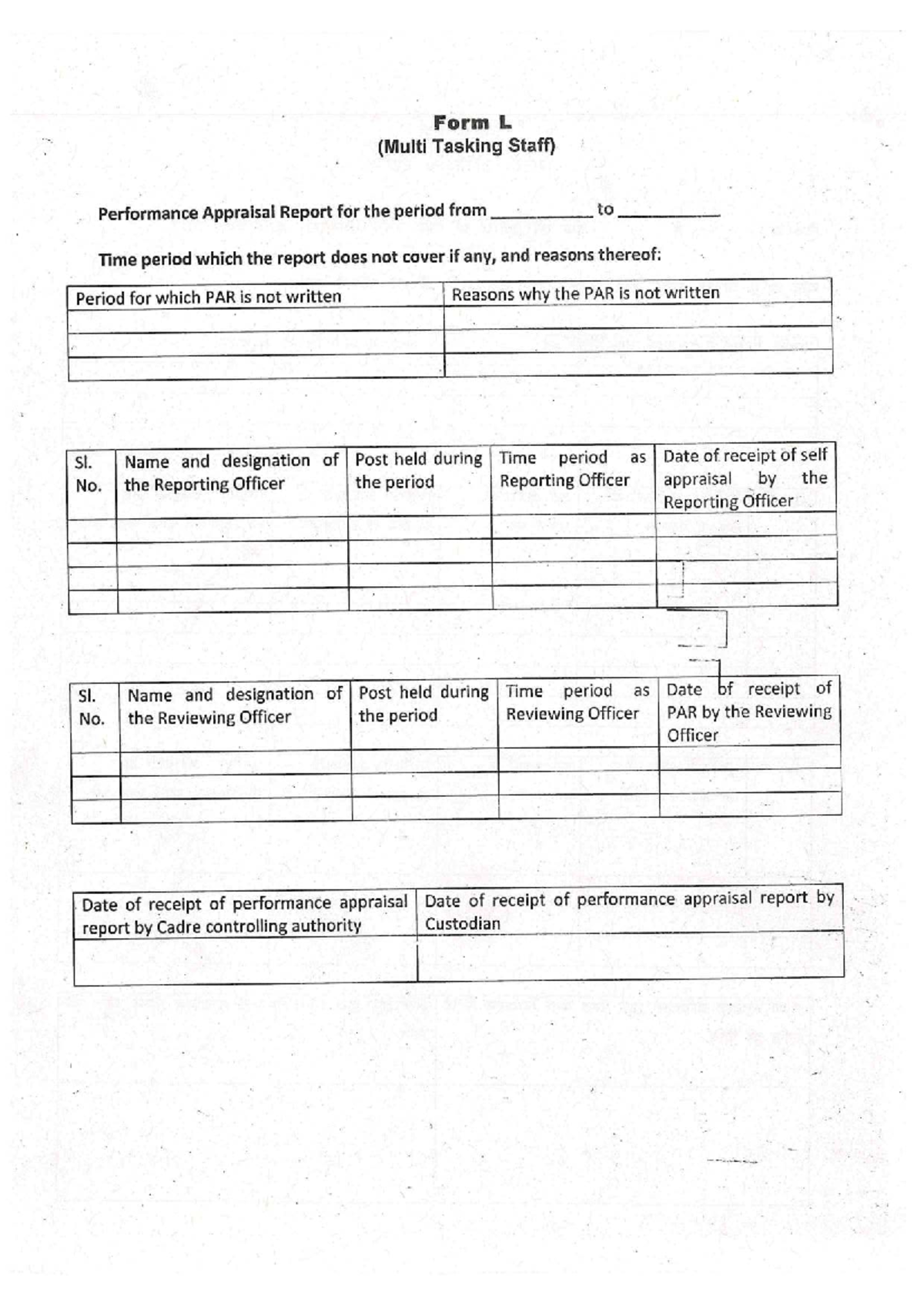 Form L (MTS) Performance Appraisal Report: Assessment & Review - Studocu