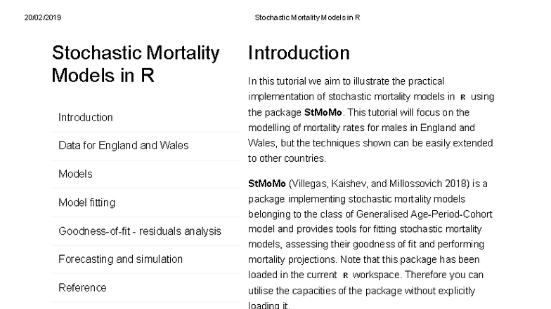 Stochastic Mortality Models in R: A Comprehensive Tutorial - Studocu