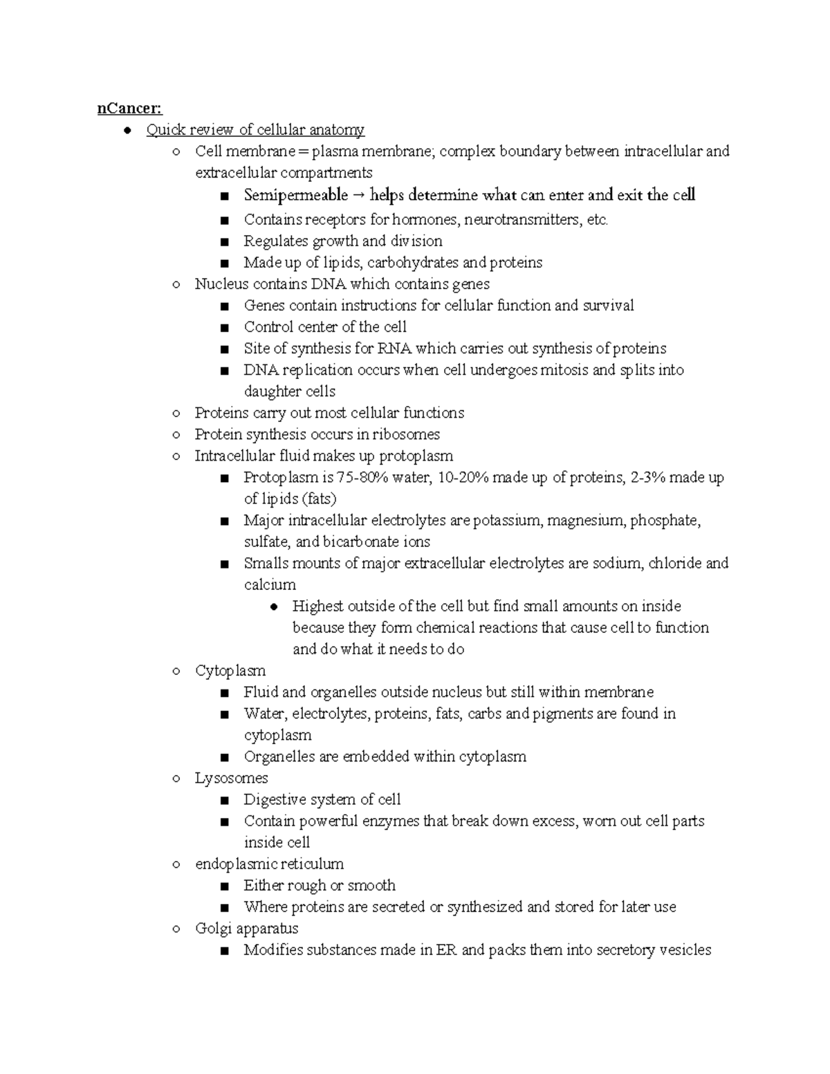 Patho 101: Comprehensive Study Guide for Exam 1 on Cellular Anatomy ...