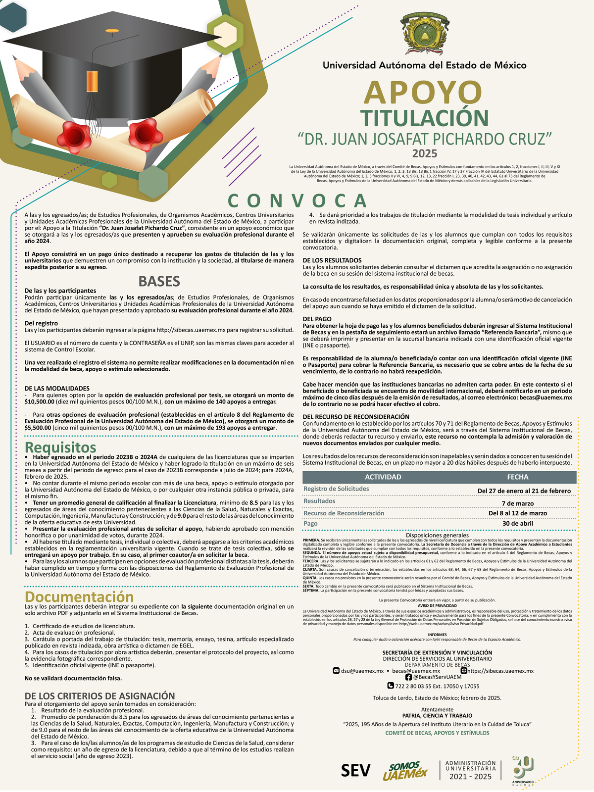 Convocatoria de Apoyo a la Titulación 2025 - Dr. Juan Josafat Pichardo ...