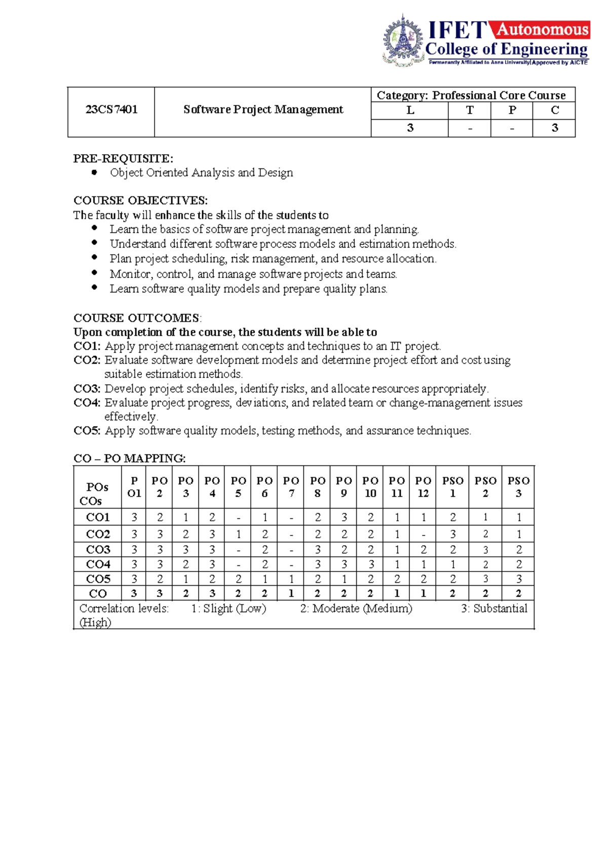23CS7401 - Software Project Management Lecture Notes - Studocu
