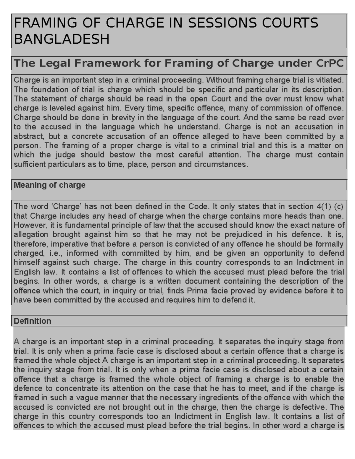 Framing of Charge in Sessions Courts: Legal Insights and Procedures ...