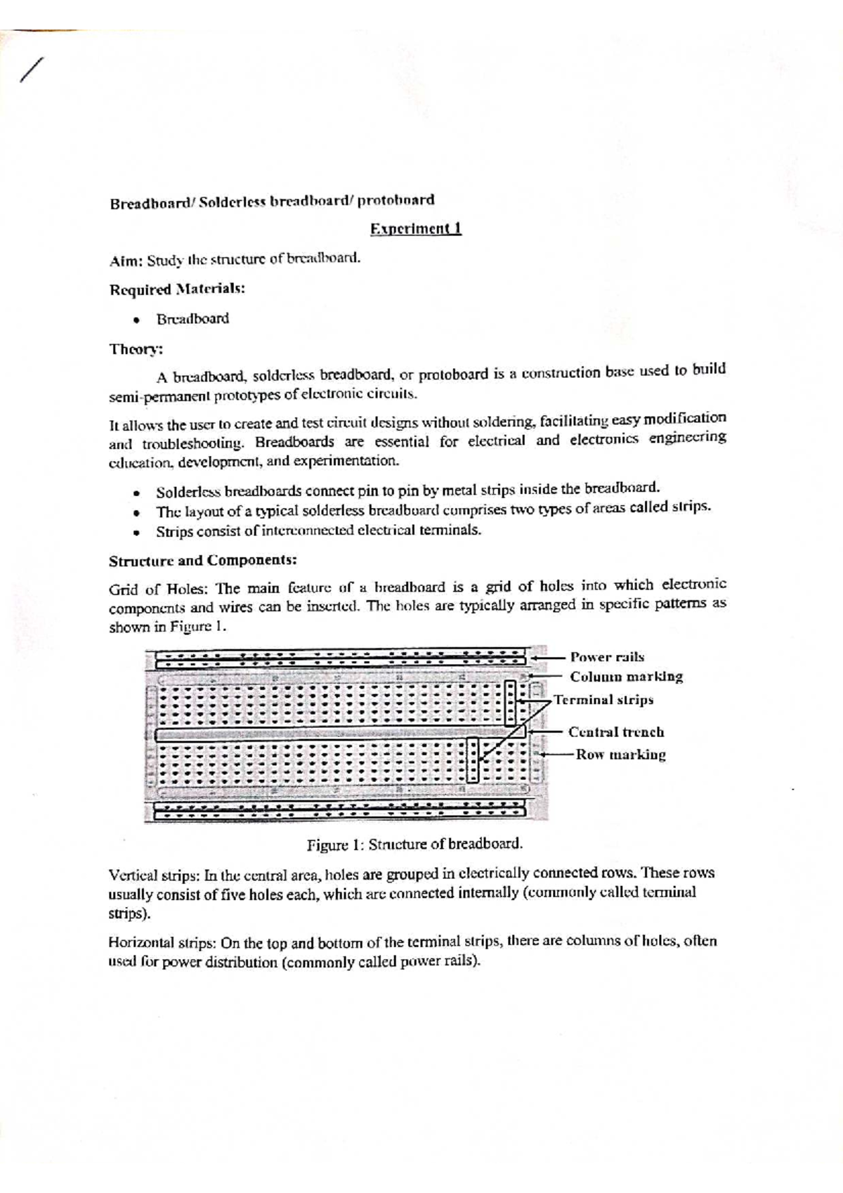 Experiment 1(a) - Understanding Breadboard Structure and Usage - Studocu