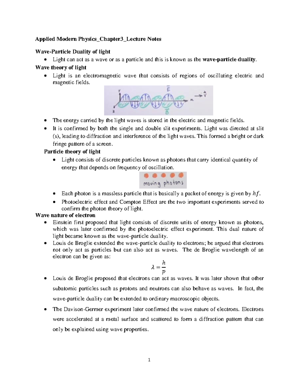 Applied Modern Physics Chapter 3 Lecture Notes - Applied Modern Physics ...